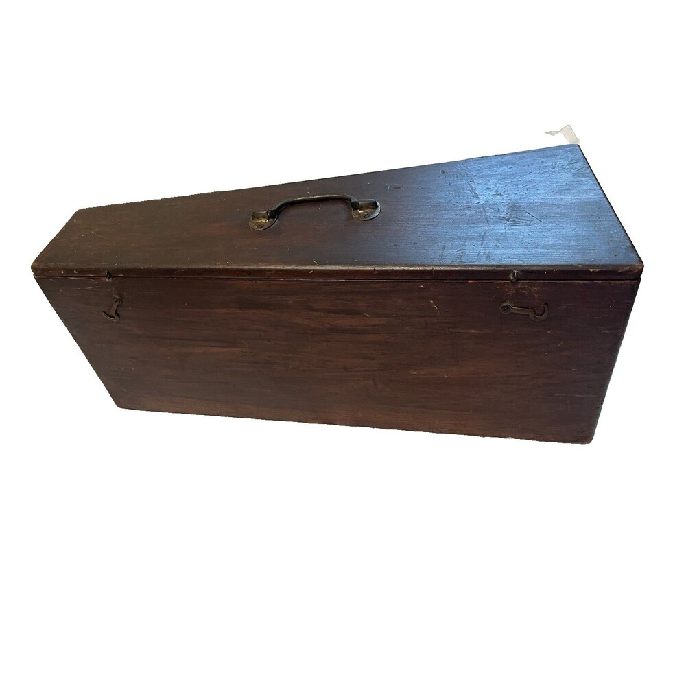 Antique Primitive Wooden Wall Candle Box Hinged Lid Farmhouse Country Storage